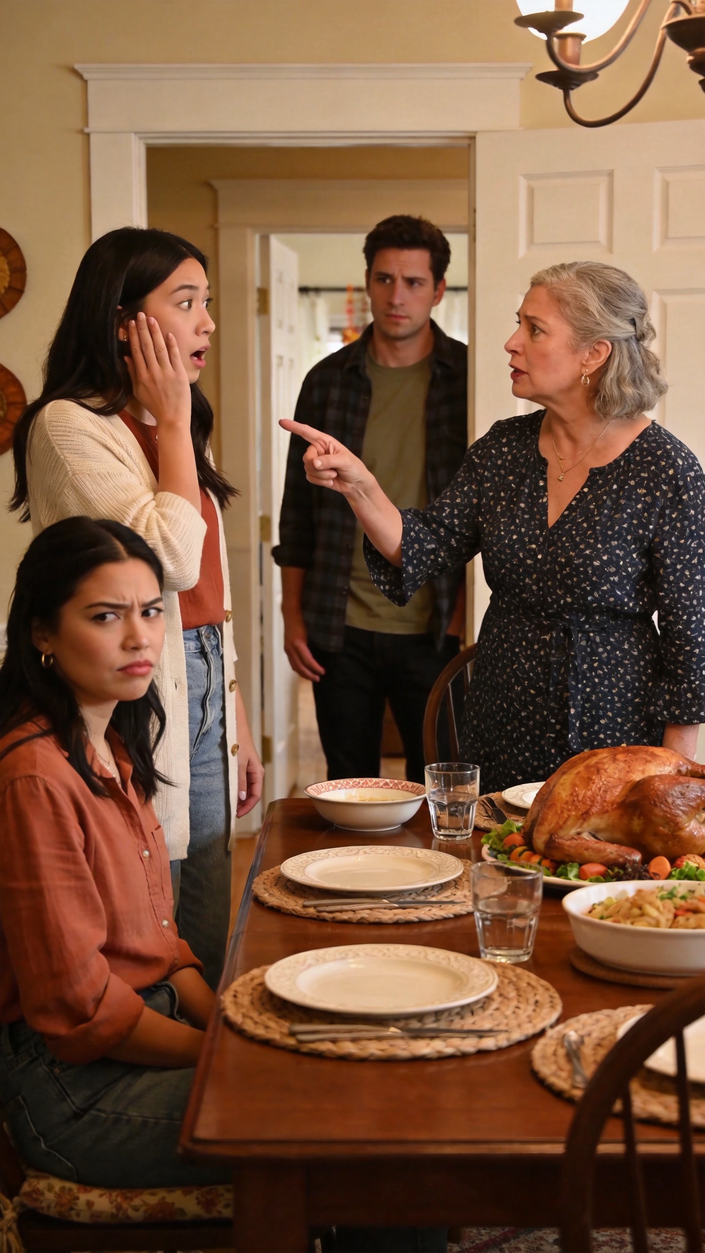 I thought thanksgiving would be a family affair, but my mother slapped me in front of everyone because I wouldn't give my fiance to my sister. My sister smirked like she'd already won. Then mom tried to hit me again, oblivious that my fiance was watching from the doorway.