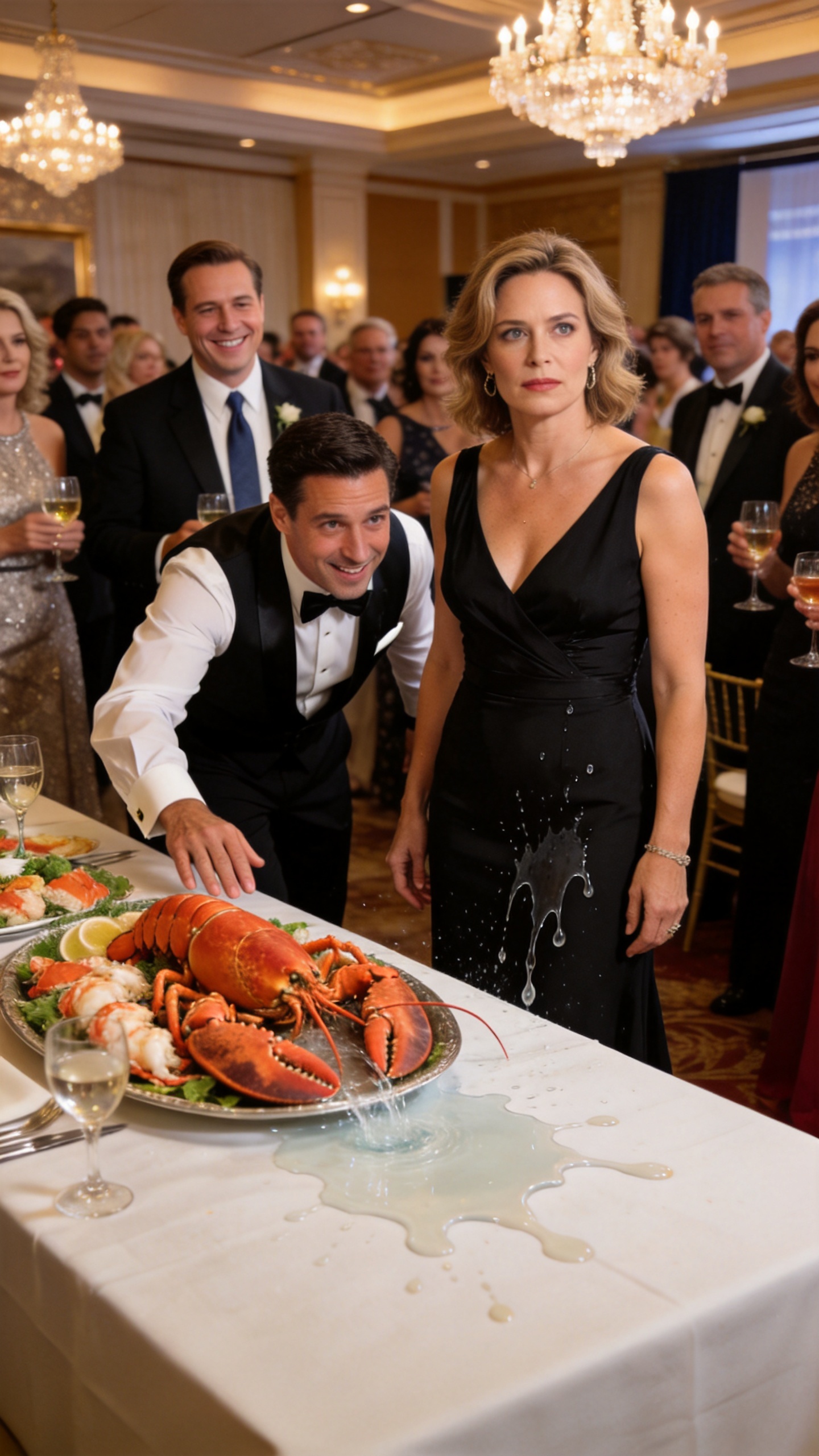 My Husband Threw A Party To Celebrate His Massive Project. When The Lobster Was Served, A Waiter Spilled Water On My Dress And Whispered The Secret That Ruined Him