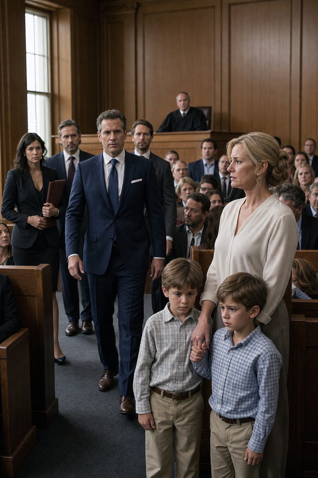 My Husband Strutted into Divorce Court with Three Lawyers, an Unbreakable Prenup, and the Woman He Aimed to Marry - Convinced He'd Grab Our Whole Fortune and Full Custody of Our Twins... Until the Judge Flipped Open the Company's Original Records, Saw the First Name, and Popped a Question That Sapped All the Color from His Face