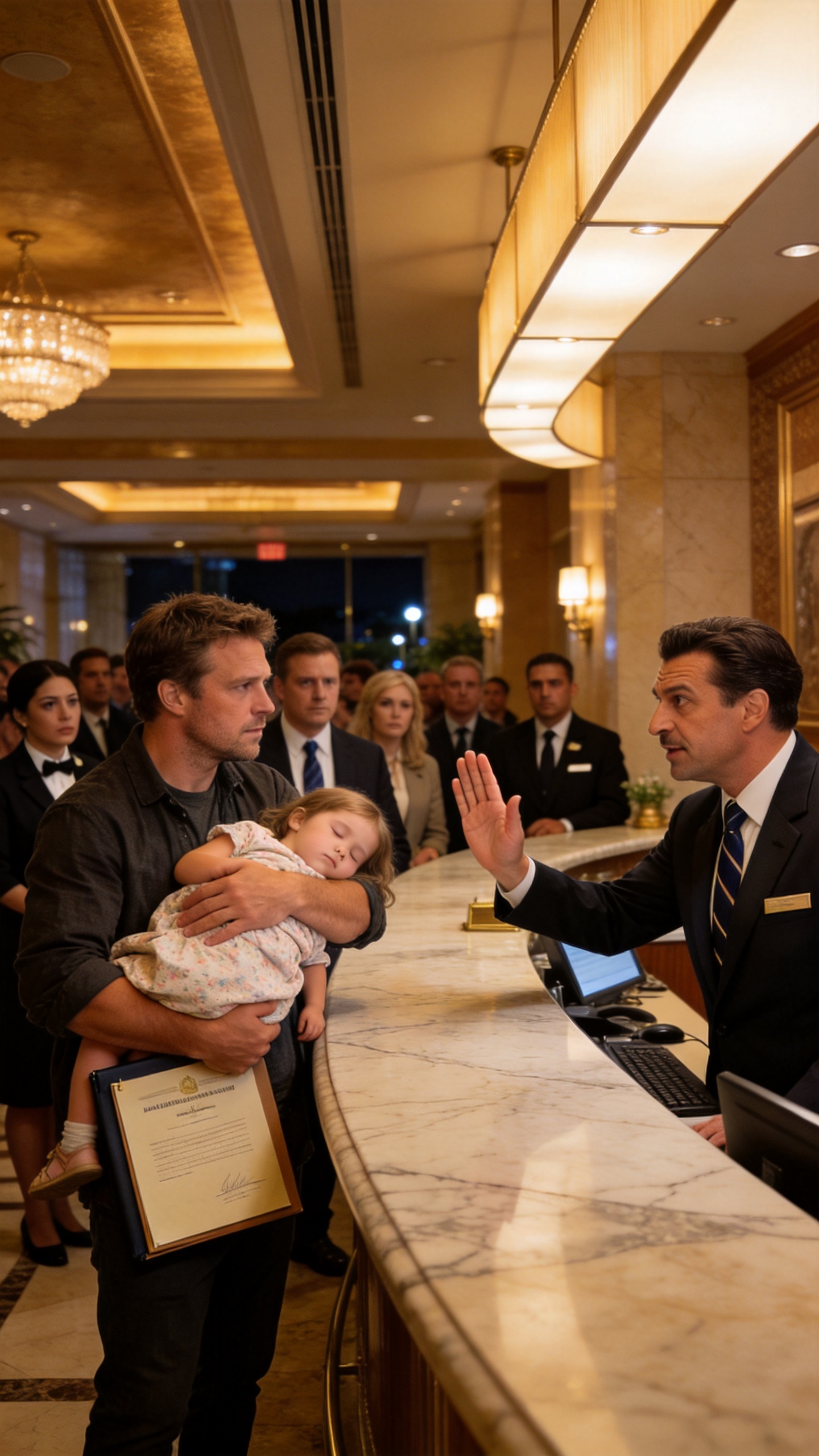 A Widowed Father Was Turned Away At His Own Hotel With His Sleeping Daughter In His Arms, Until The Staff Learned Whose Name Was On The Deed.