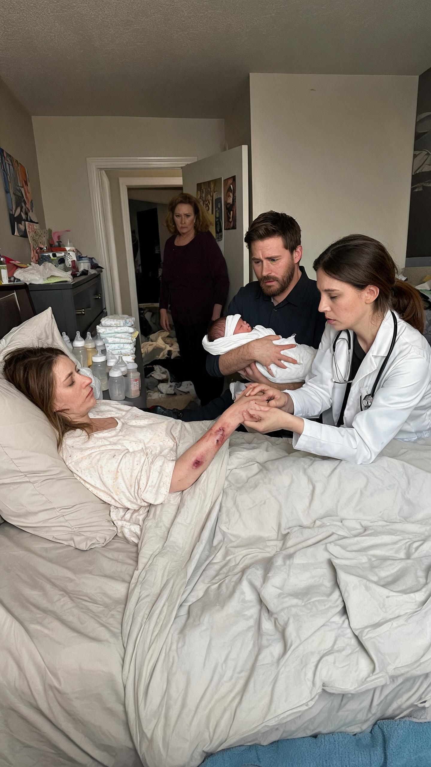 I Came Home From A Business Trip And Found My Wife And Newborn Barely Alive While My Mother Said, "Maybe She Never Should Have Been A Mother." Then The Hospital Doctor Saw The Bruises On Her Wrists And Called The Police