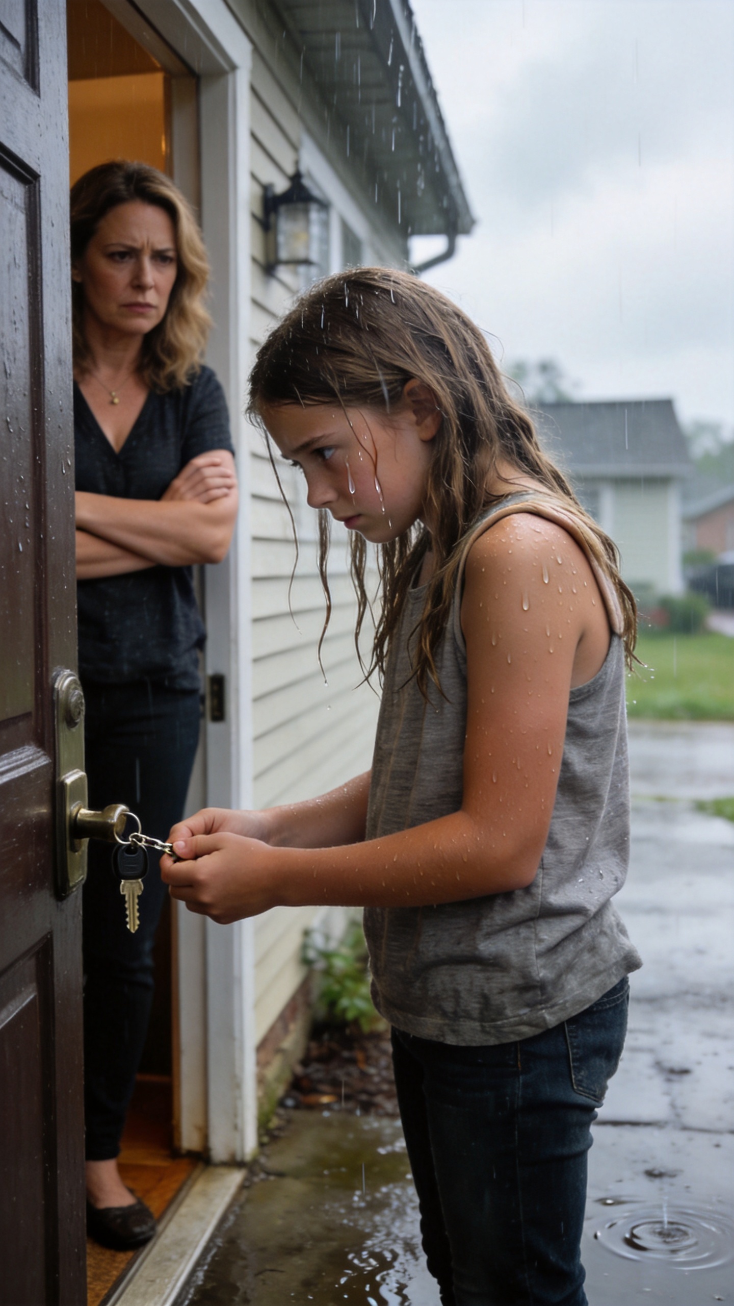 My 11-year-old daughter stood outside our home in the rain for five hours after her key would not fit the lock.