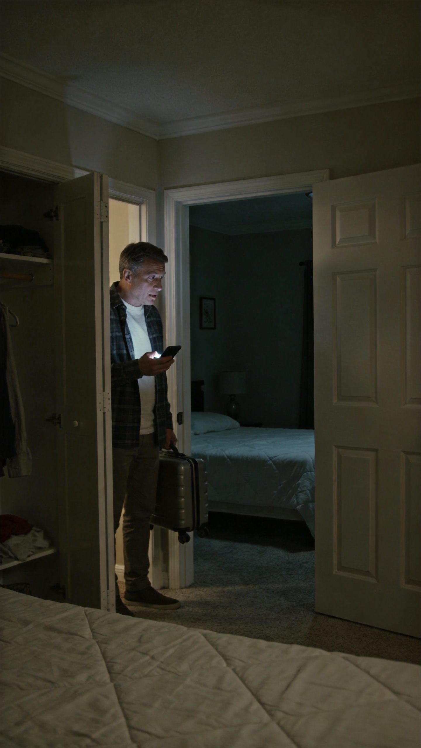 I returned from the business trip two days early, and my wife claimed she was fast-asleep in our bed as I stood in that cold, empty room.