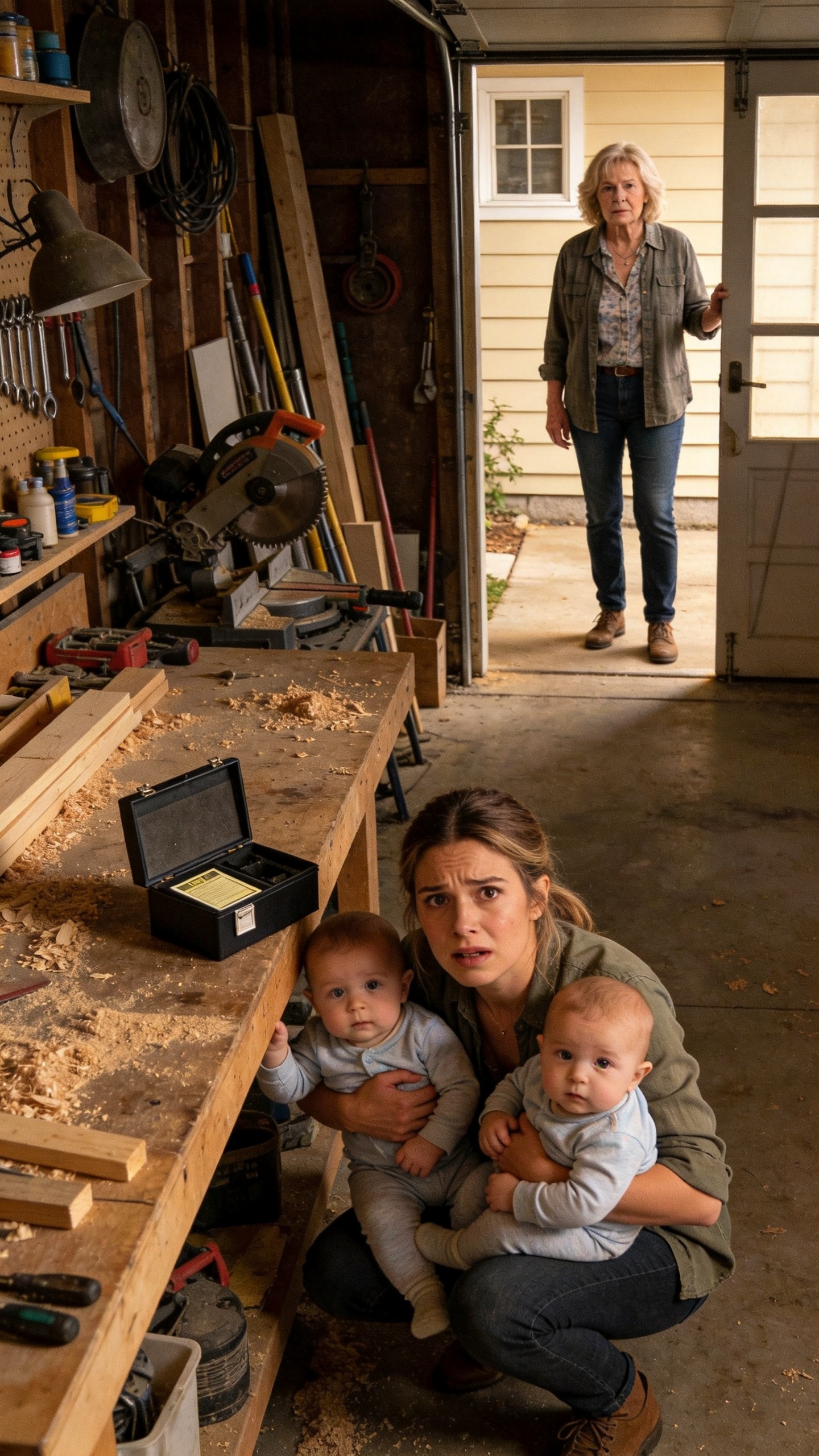 My Stepdaughter Who Always Despised Me Came Back Holding Twin Babies And Begged Me To Take Her In, Until I Saw What She Was Doing In My Husband's Workshop
