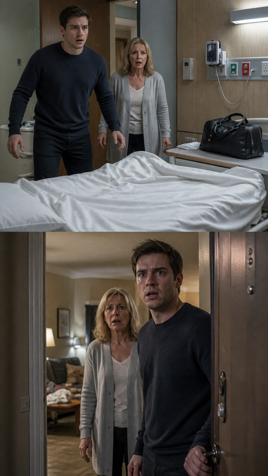 My MIL beat me so badly I ended up in the hospital, and my husband texted: “You deserved it!” The next morning, they rushed to my room—only to find I was gone. A sudden call from the building manager made them hurry home—and the moment they walked in…