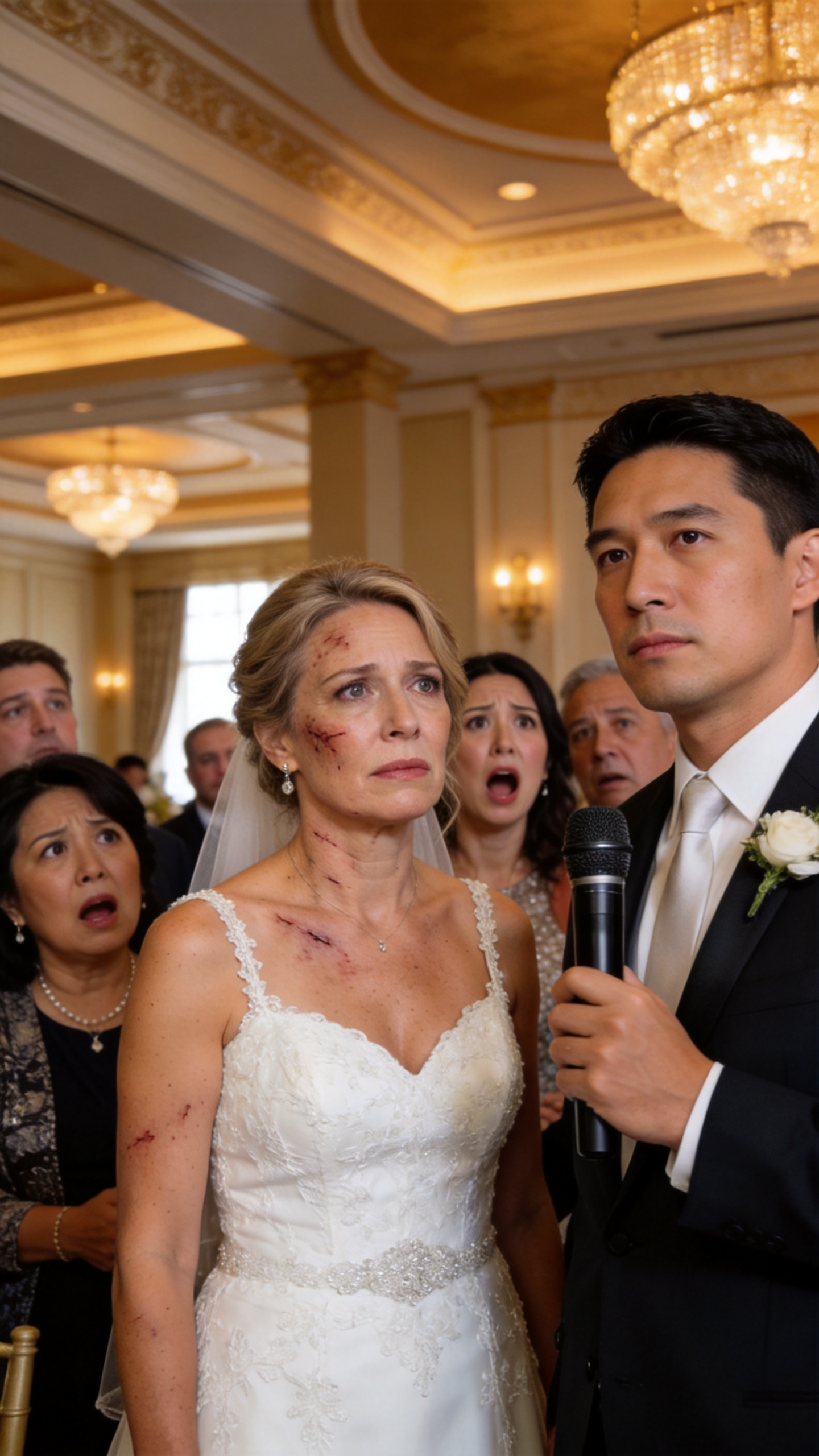 At My Wedding, the Guests Laughed at My Groom and Sneered That He Must Be Blind to Marry a Woman With Scars, Then He Calmly Took the Microphone