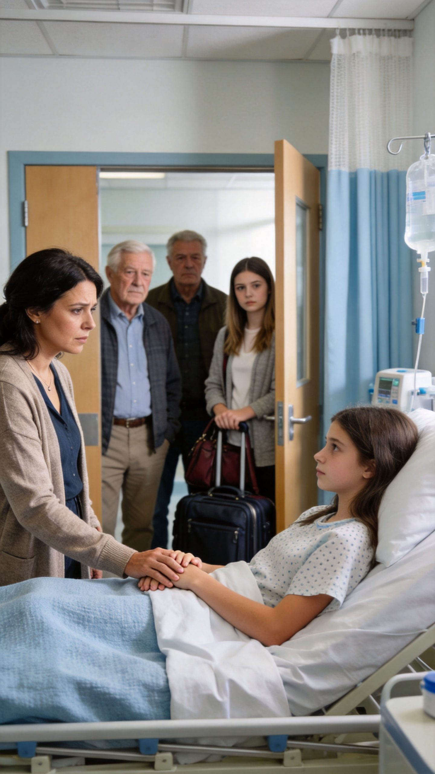 My 14-year-old daughter was lying in a hospital bed after collapsing on our family vacation, and instead of worrying, my parents and sister