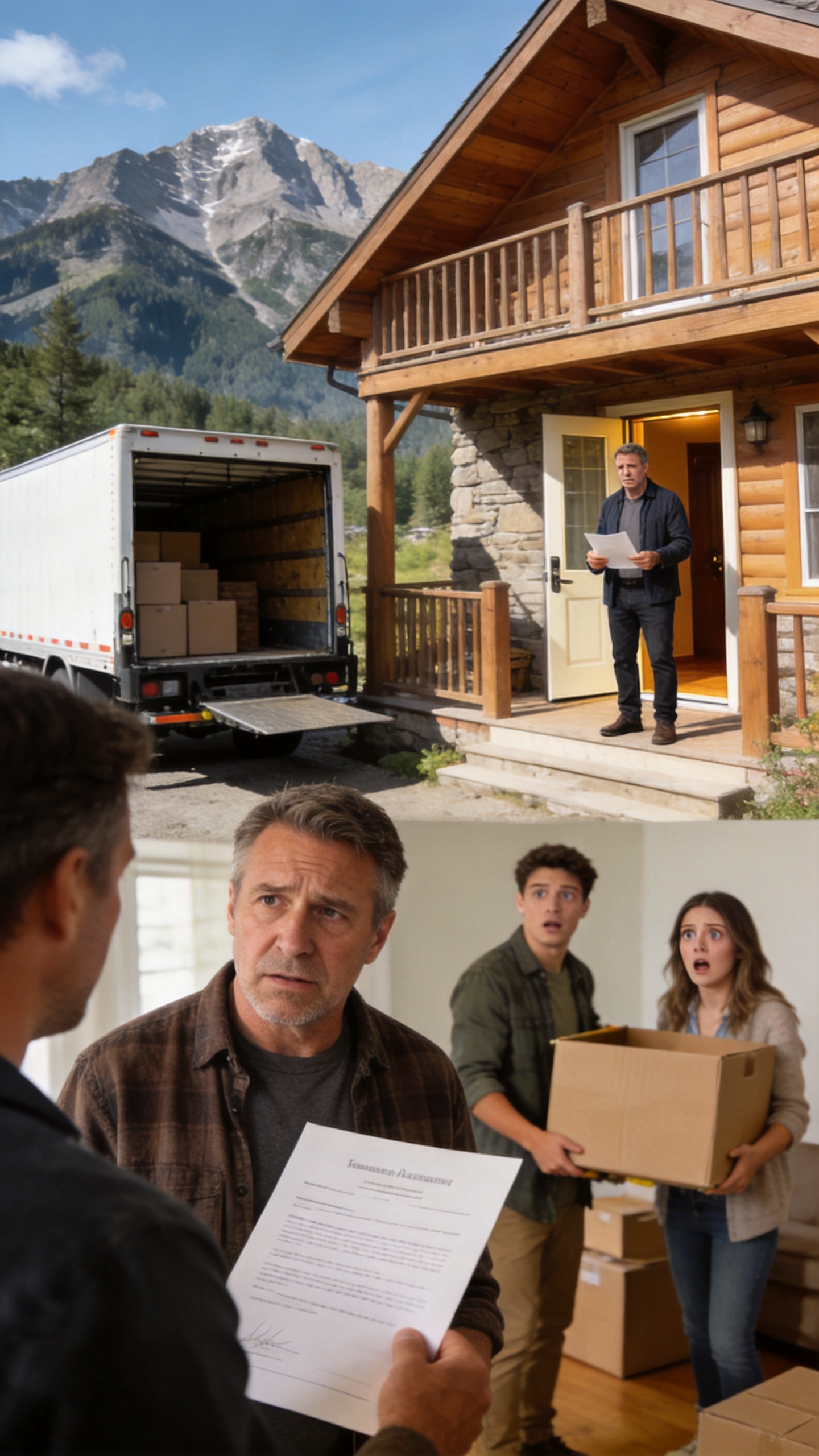 I drove up to fix my late wife’s mountain chalet… and found my daughter’s in-laws unloading a moving truck into it