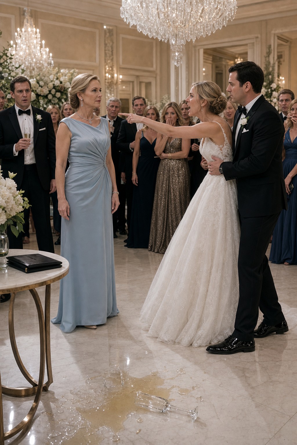 He Let His New Bride Accuse Me Over Shattered Glass at Their Wedding - Then the Ballroom Learned I Owned the Empire He Married Into