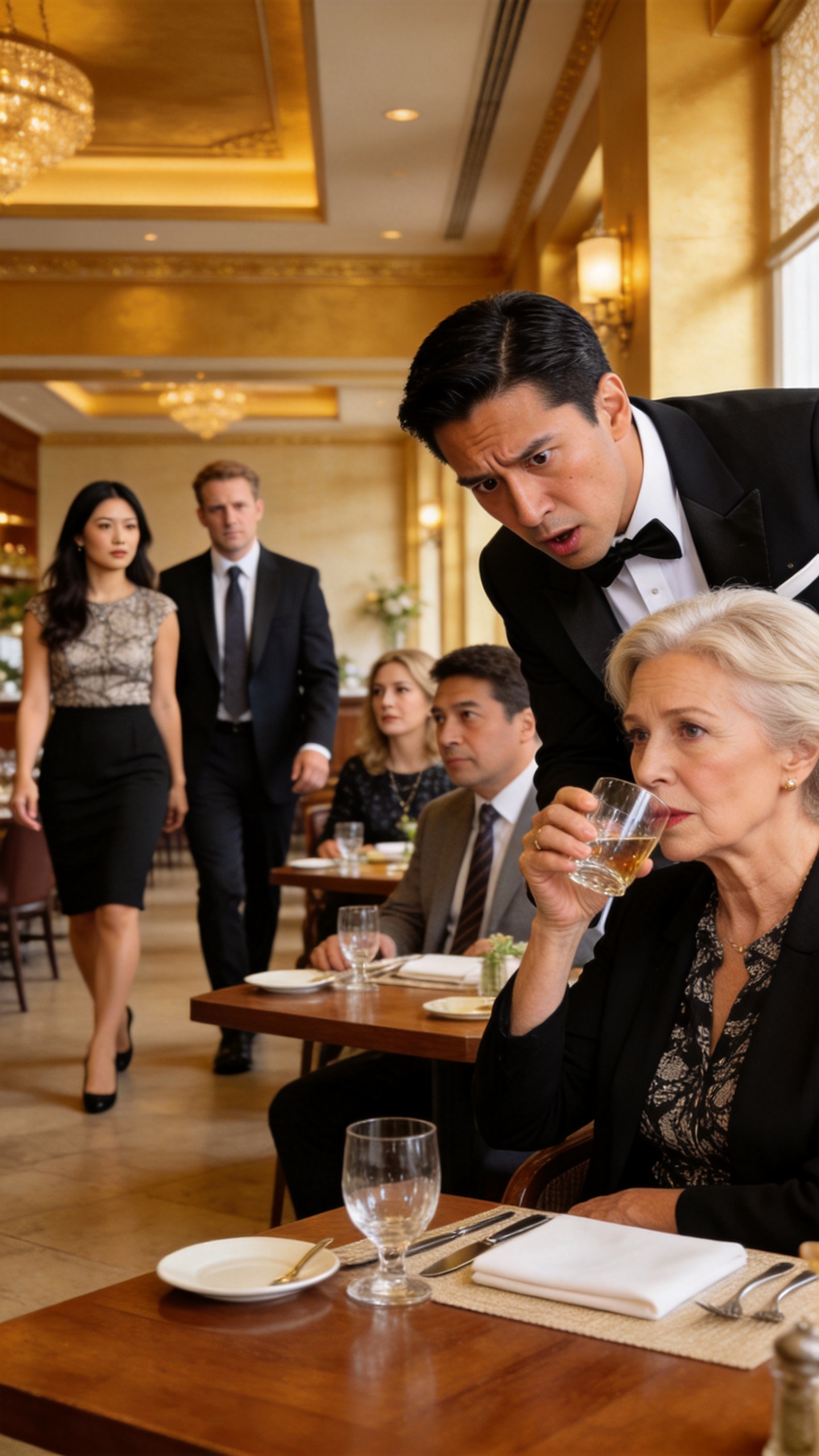 I was having dinner at an upscale restaurant with my daughter and her husband. After they left, the waiter stepped closer, his voice barely above a breath as he whispered, "Ma'am… please don't drink what they ordered for you."