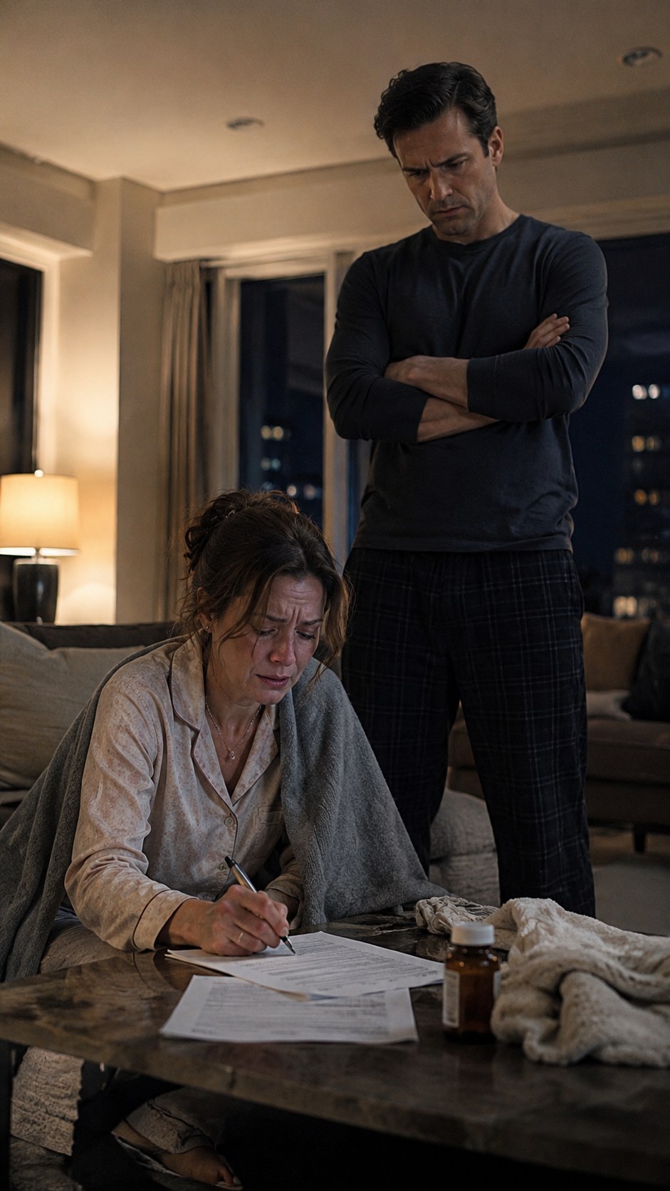 Sick, exhausted, and sitting on the floor, I signed the divorce papers while my husband promised I would leave with nothing.