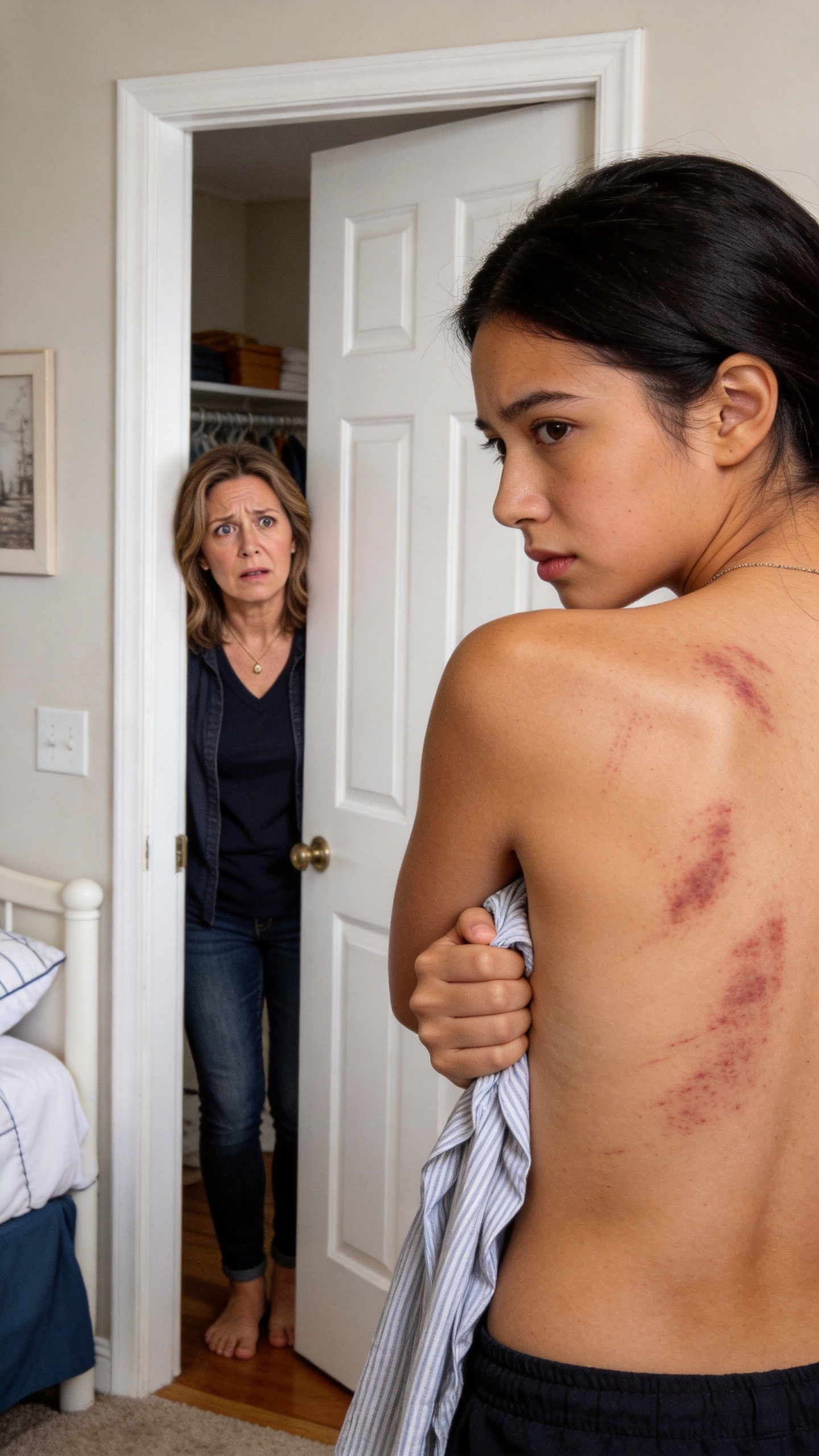My daughter came home for a quiet visit, but when I stepped into her room and saw her changing, the marks across her back stopped my breath