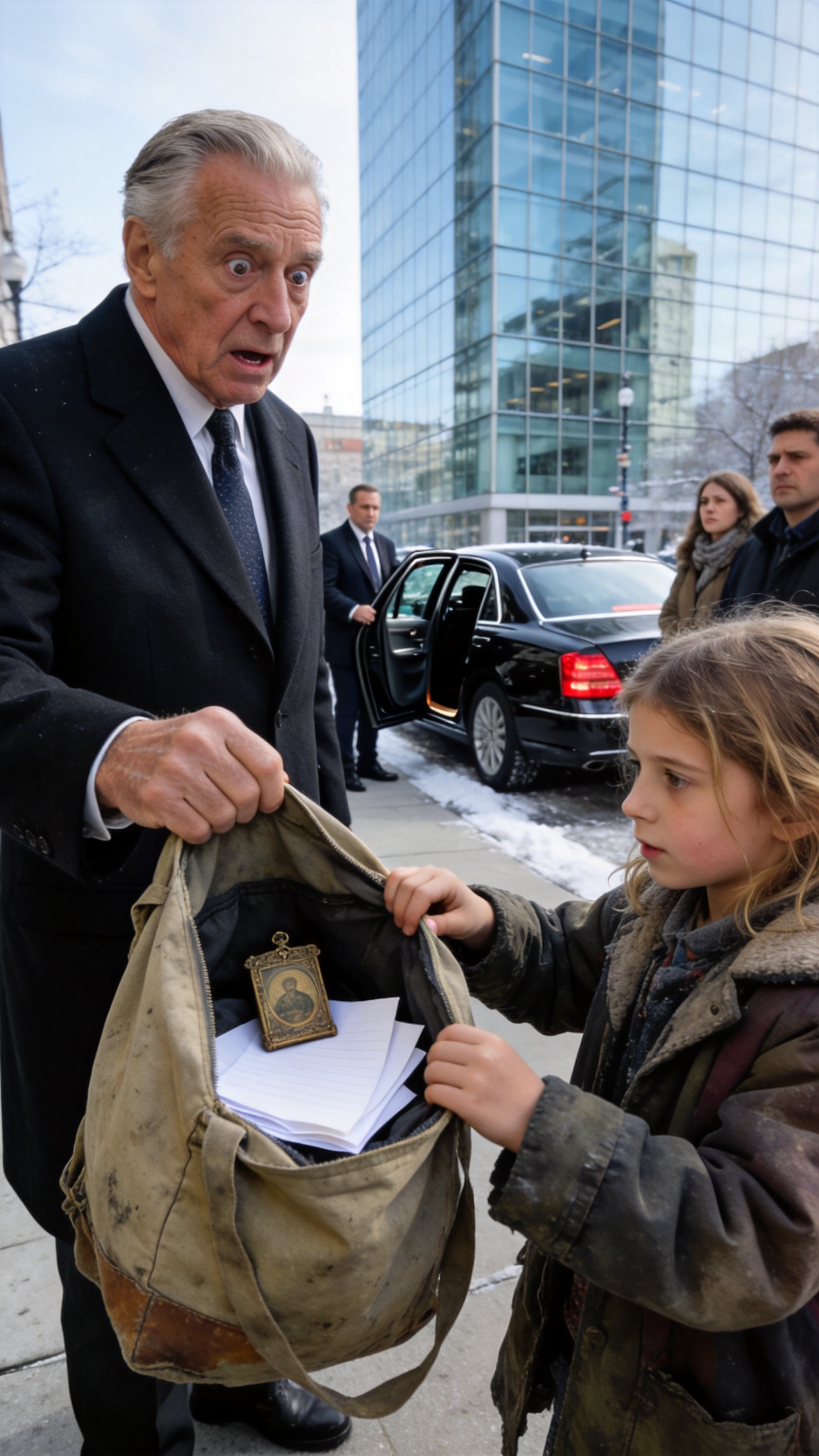 A Homeless Little Girl Told a Billionaire She Had Nowhere to Sleep, Then Opened Her Worn Bag—What He Found Inside Revealed a Secret From His Past and Changed Both Their Lives Forever