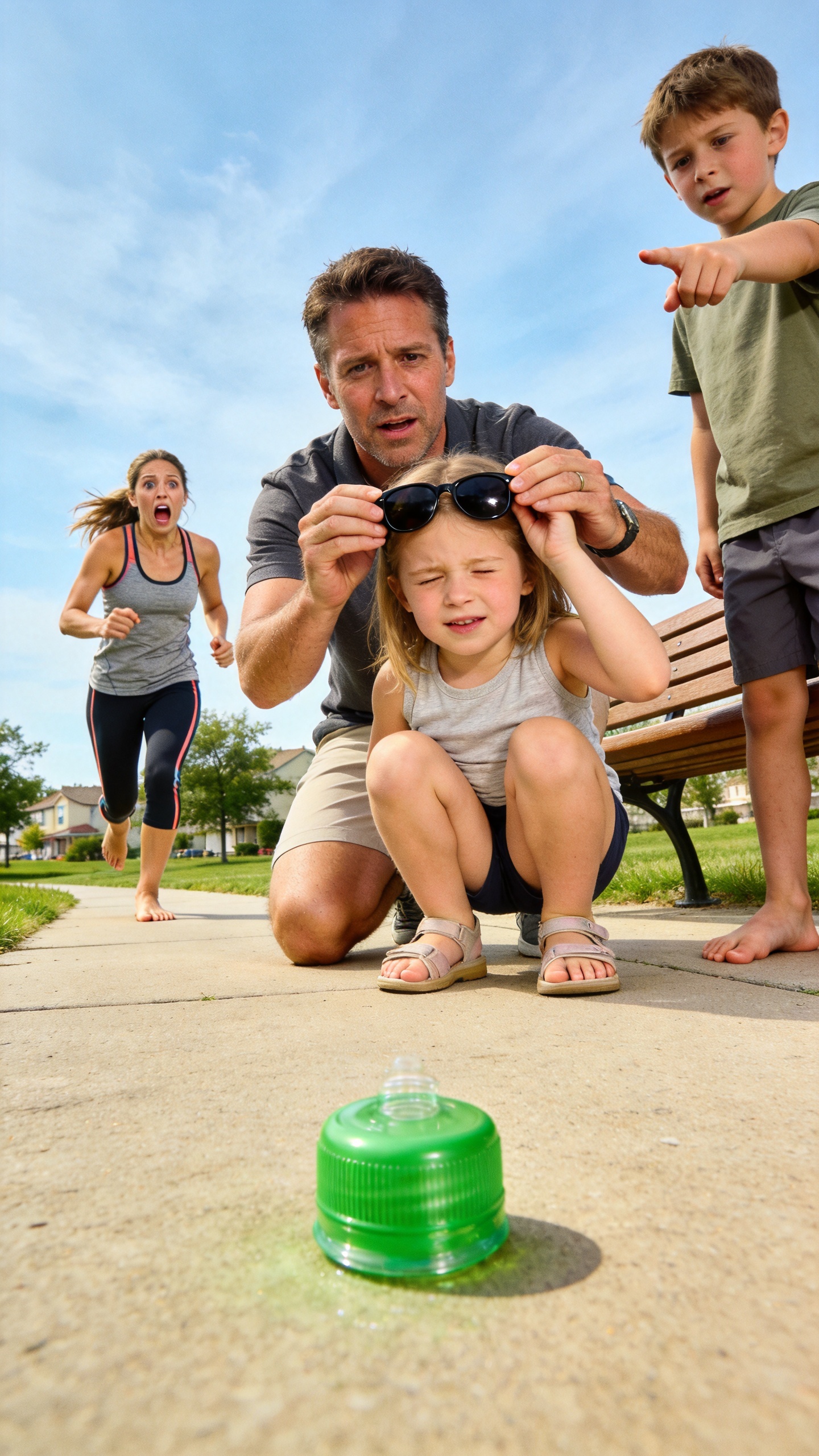 A Barefoot Boy Pointed At My Daughter And Said, "She Can See You." Then My Wife Ran Across The Park Like He Had Just Exposed Her