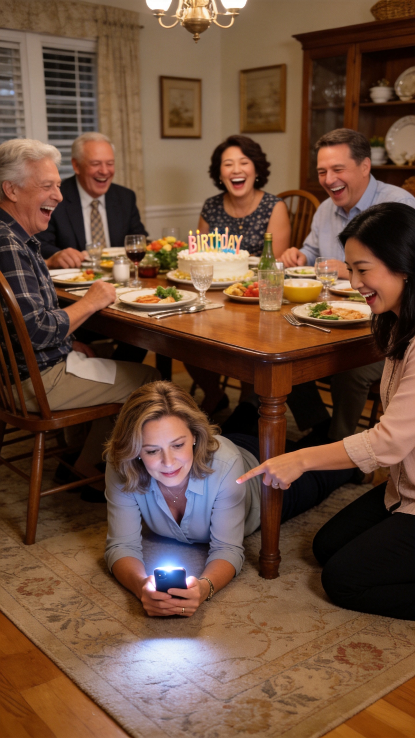 My Family Laughed as My Sister Knocked Me to the Floor and Shouted, "Eat on the Floor," at My Father's Birthday Dinner, Then My Phone Vibrated and the Room Went Silent