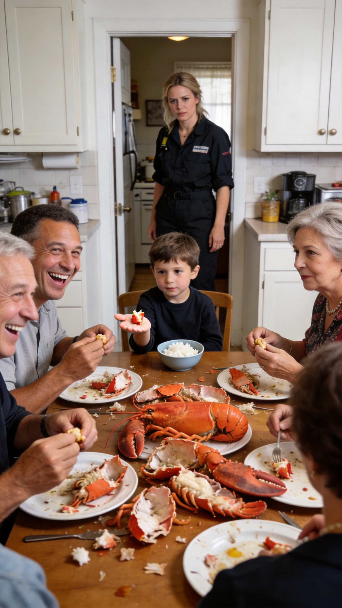 After A 12-Hour Shift, I Found My Son Eating Cold Rice While My Mother-In-Law's Family Ate The $300 Lobsters I Bought. When He Saved Me A Floor-Fallen Scrap, I Took Him And Left