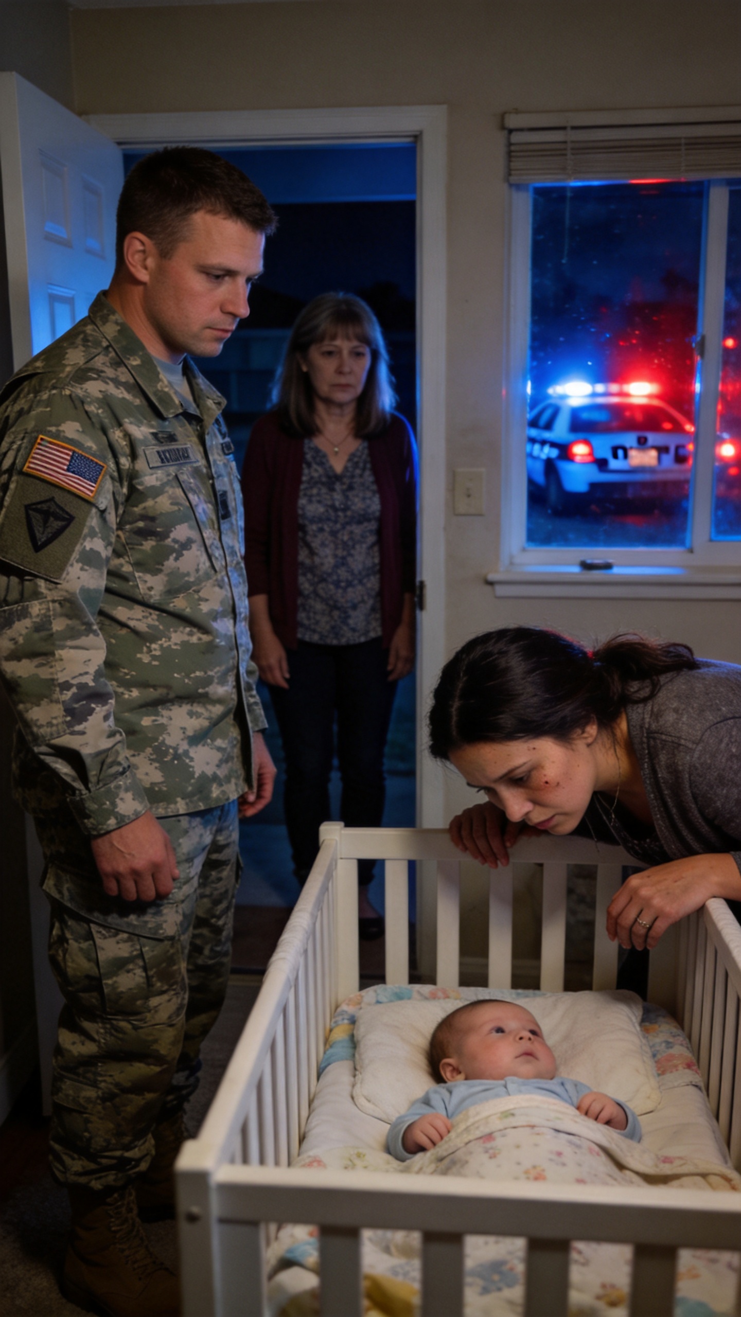 After eight months of military service, I finally came home-only to find my newborn son dangerously ill and my wife sitting beside his crib, shaken and clearly hurt. My mother looked at me coldly and said, "She needed to learn her place," while my sister shrugged and added, "The baby is her responsibility, not ours."