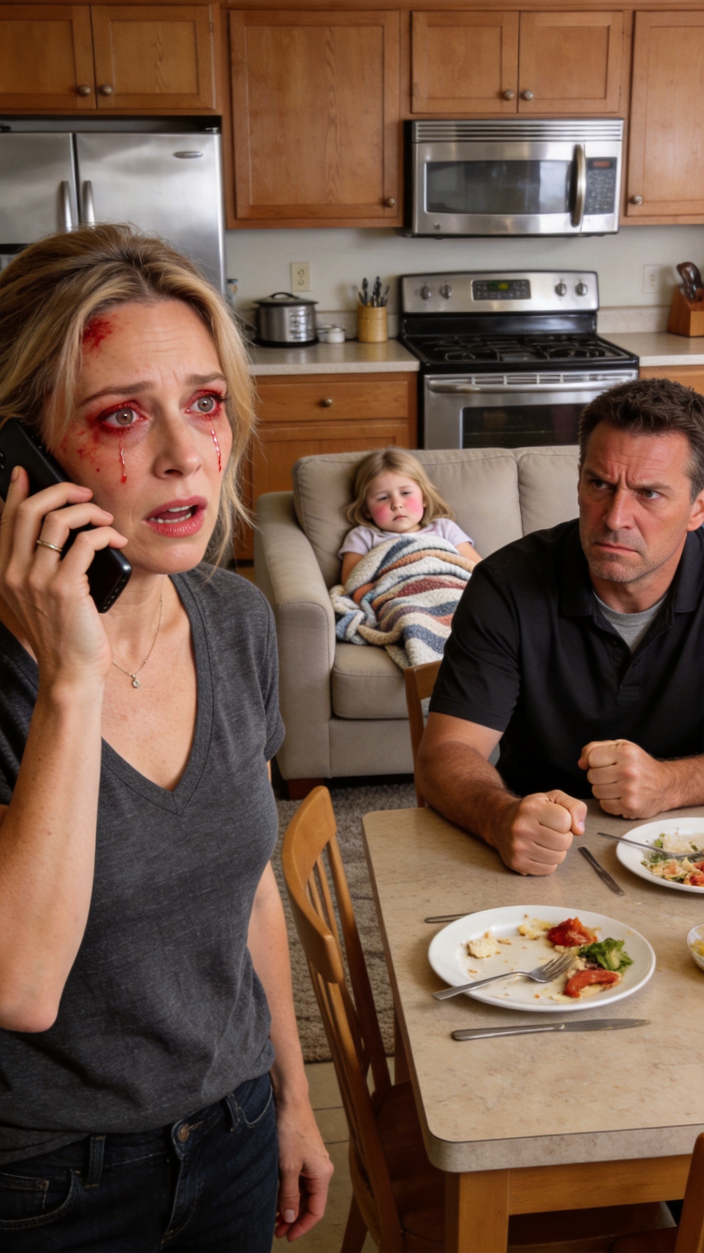 My Husband Hurted Me for Taking Our 104°F Daughter to the ER Instead of Serving His Mother's Dinner Guests—One Phone Call Exposed Every Secret He'd Been Hiding