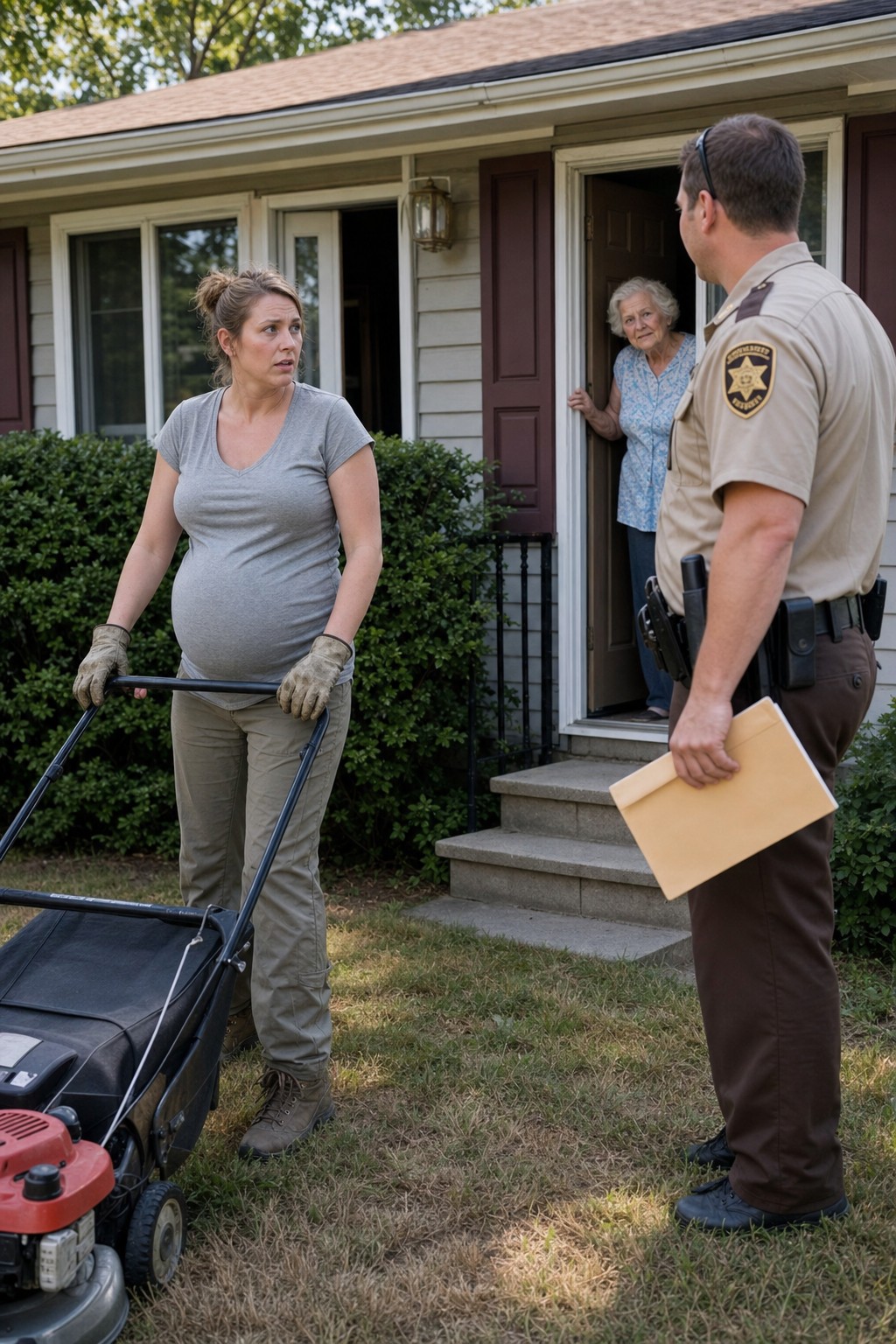 I offered to mow my 82-year-old neighbor's lawn. The next morning, the sheriff showed up at my door with a demand I never anticipated