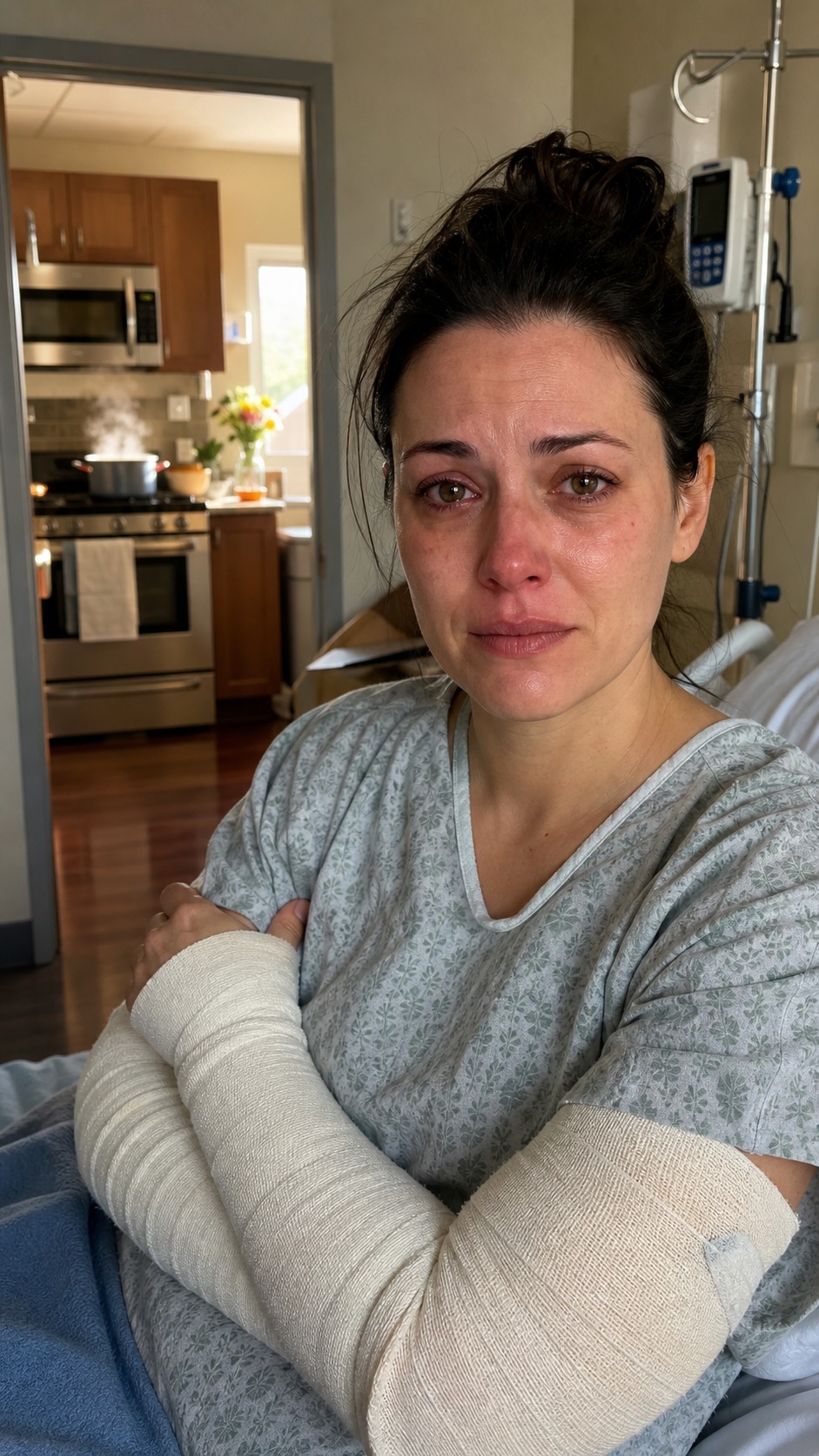 My spouse pushed me into a seething kitchen pot as I wouldn't sell the home my dad bequeathed. His mom watched me shriek and said, 'Maybe she'll stop being greedy.' Weeks later, my spouse eyed my bandaged arms and demanded a divorce.