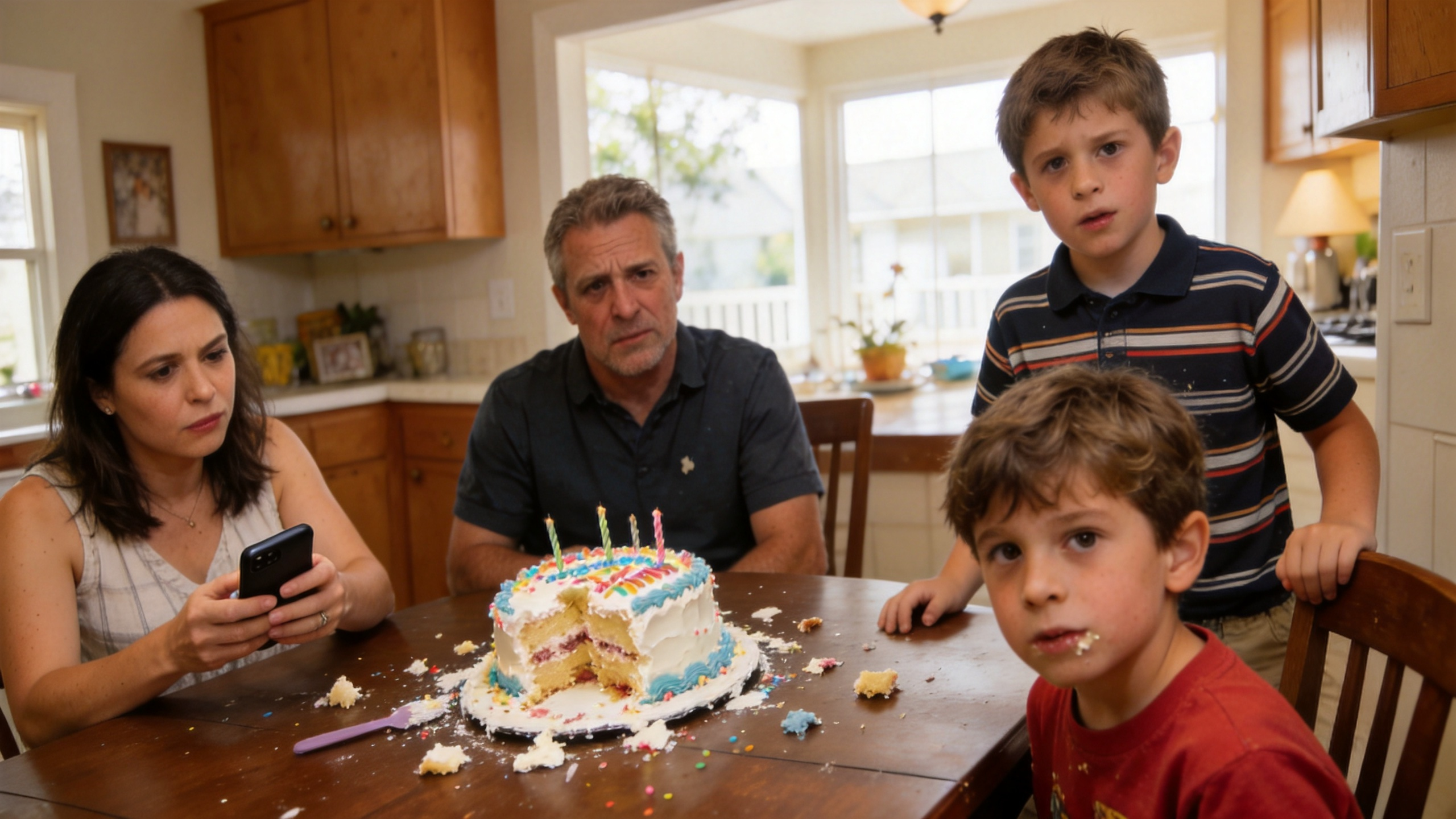 My nephew jumped into my son's birthday cake while the candles were still burning. Then he shouted, "Mom said you'd laugh—and then I'd get a new iPhone!" Ninety seconds later, I canceled every payment keeping their perfect life alive.....