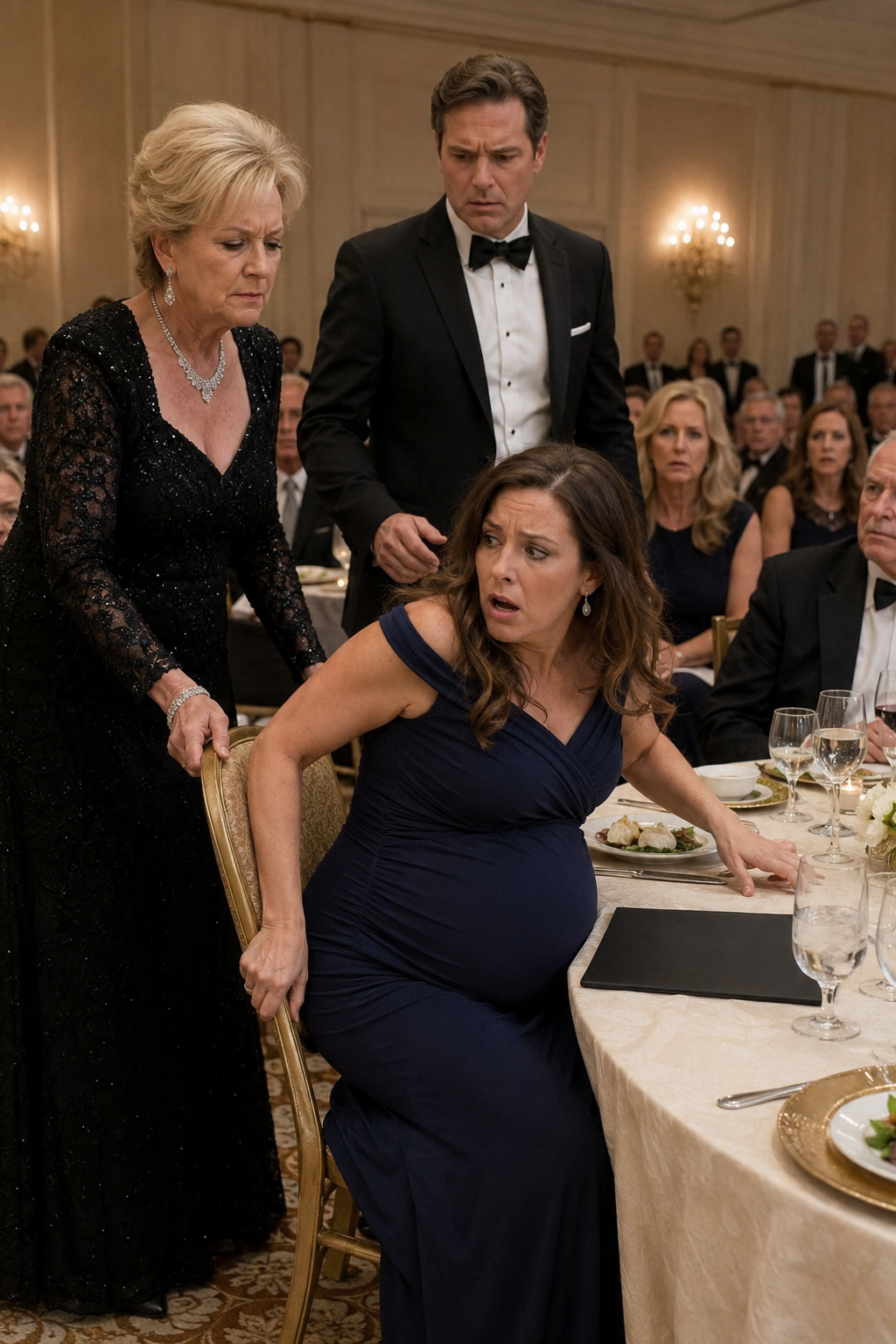 She Pulled the Chair From Under His Pregnant Wife—Then the Whole Ballroom Watched Him Freeze Before the Wrong Woman