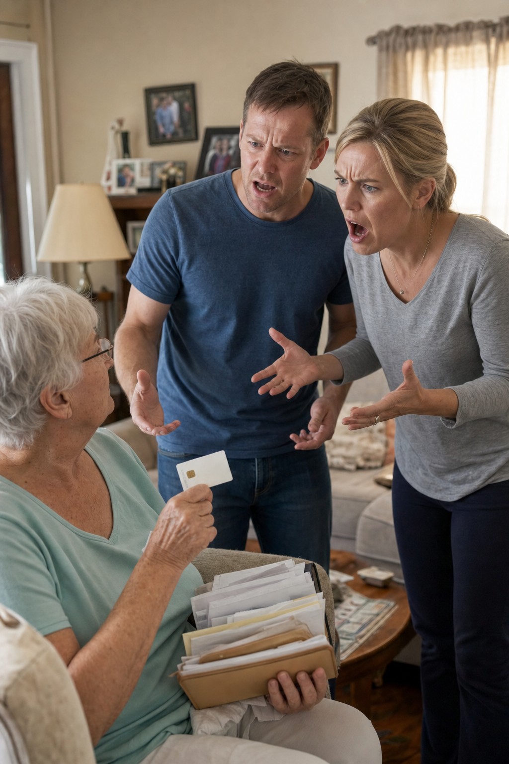 After switching my pension to a new bank card, I got home to find my son and daughter-in-law fuming in the living room